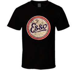 Esso Gas Stations Retro Circle Logo Green Book Business Worn Look T Sh