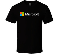 Microsoft Logo Geek Computer Science Software Black T Shirt