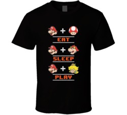 Eat Sleep Play Super Mario Distressed T Shirt