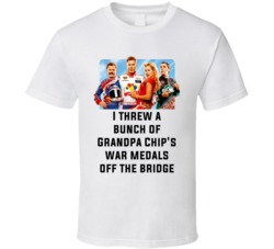 Talladega Nights Whole Cast I Threw A Bunch Of Grandpa Chip's War Medals Off The Bridge Quote T Shirt 33232365