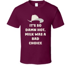 Anchorman Champs Hat It's So Damn Hot. Milk Was A Bad Choice Quote Fan T Shirt 33530079