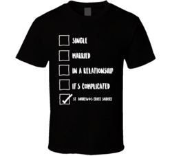 Single Married In A Relationship St. Andrew?s Cross Spiders Checklist Funny T Shirt 34993725
