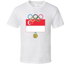 Singapore Pyeongchang 2018 Winter Olympics Flag Gold Medal T Shirt