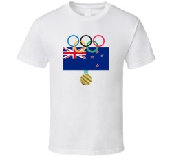 New Zealand Pyeongchang 2018 Winter Olympics Flag Gold Medal T Shirt