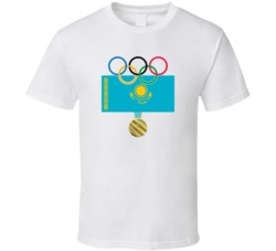 Kazakhstan Pyeongchang 2018 Winter Olympics Flag Gold Medal T Shirt