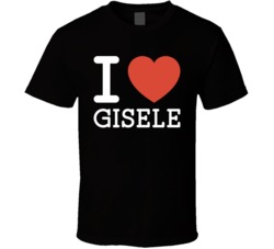 I Heart Love Gisele Bundchen Football Brady Fan Black T Shirt