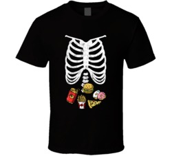 Skeleton Halloween Junk Food Costume Funny Cool Worn Look T Shirt Skeleton Halloween Junk Food Costume Funny Cool Worn Look T Shirt