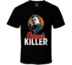 Michael Myers Cereal Killer Funny Halloween Costume Worn Look T Shirt Michael Myers Cereal Killer Funny Halloween Costume Worn Look T Shirt