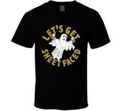 Let's Get Sheet Faced Funny Halloween Costume Worn Look T Shirt Let's Get Sheet Faced Funny Halloween Costume Worn Look T Shirt