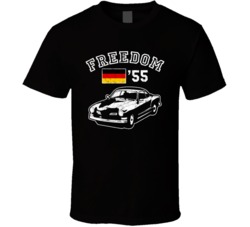 1955 Volkswagen Karmann Ghia Freedom Car Fan Worn Look T Shirt 1955 Volkswagen Karmann Ghia Freedom Car Fan Worn Look T Shirt