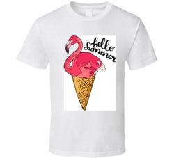 Flamingo Ice Cream Cone Hello Summer Isolated Vector Object On White B