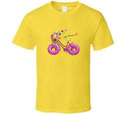 Card Of A Valentine's Day Bike With A Pink Doughnut Wheels And With A 
