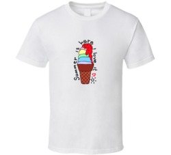 Hand Drawn Melting Rainbow Color Ice Cream With Slogan For Printed Tee