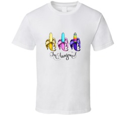 Set Of Three Cartoon Multicolored Bananas And Lettering Awesome On A W