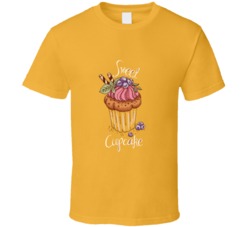 Poster With The Slogan Sweet Cupcake With Cream And Berries Hand Drawn