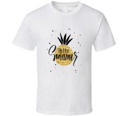 Pineapple With Gold Tinseltypography Poster With Lettering - Hello Sum