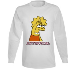 Lisa Simpson Antisocial Loser Sign Tv Show Fan Long Sleeve Lisa Simpson Antisocial Loser Sign Tv Show Fan Long Sleeve