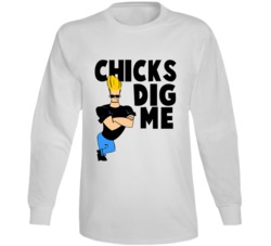 Johnny Bravo Chicks Dig Me Vintage Cartoon Lovers Long Sleeve