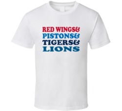 Detroit Hockey Basketball Baseball Football Sports Teams Mashup Fan T 