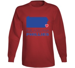 Philadelpia Pennsylvania Baseball Team State Love Fan Long Sleeve Philadelpia Pennsylvania Baseball Team State Love Fan Long Sleeve