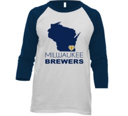 Milwaukee Wisconsin Baseball Team State Love Fan Raglan T Shirt