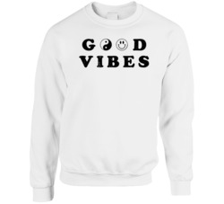 Good Vibes Hippie Peace Smiley Face Vintage Worn Look Crewneck Sweatsh Good Vibes Hippie Peace Smiley Face Vintage Worn Look Crewneck Sweatsh
