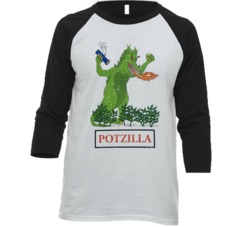 Potzilla Godzilla Smoking Weed Card Game Stoner Vintage Worn Look Ragl Potzilla Godzilla Smoking Weed Card Game Stoner Vintage Worn Look Ragl