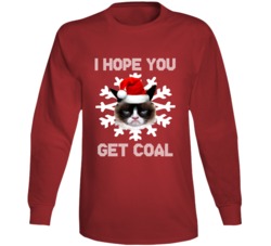 Grumpy Cat I Hope You Get Coal Funny Miserable Cat Christmas Long Slee Grumpy Cat I Hope You Get Coal Funny Miserable Cat Christmas Long Slee