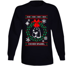 Cocker Spaniel Christmas Wreath Dog Lovers Ugly Christmas Long Sleeve Cocker Spaniel Christmas Wreath Dog Lovers Ugly Christmas Long Sleeve