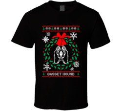 Basset Hound Christmas Wreath Dog Lovers Ugly Christmas T Shirt Basset Hound Christmas Wreath Dog Lovers Ugly Christmas T Shirt