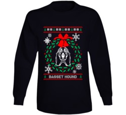 Basset Hound Christmas Wreath Dog Lovers Ugly Christmas Long Sleeve Basset Hound Christmas Wreath Dog Lovers Ugly Christmas Long Sleeve