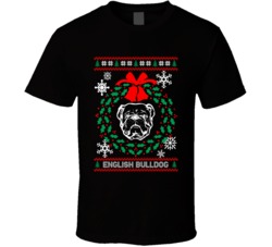 English Bulldog Christmas Wreath Dog Lovers Ugly Christmas T Shirt English Bulldog Christmas Wreath Dog Lovers Ugly Christmas T Shirt