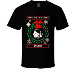 Pug Christmas Wreath Dog Lovers Ugly Christmas T Shirt Pug Christmas Wreath Dog Lovers Ugly Christmas T Shirt