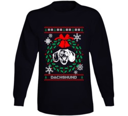 Dachshund Christmas Wreath Dog Lovers Ugly Christmas Long Sleeve Dachshund Christmas Wreath Dog Lovers Ugly Christmas Long Sleeve