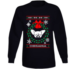Chihuahua Christmas Wreath Dog Lovers Ugly Christmas Long Sleeve Chihuahua Christmas Wreath Dog Lovers Ugly Christmas Long Sleeve