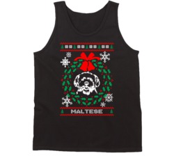 Maltese Christmas Wreath Dog Lovers Ugly Christmas Tanktop Maltese Christmas Wreath Dog Lovers Ugly Christmas Tanktop