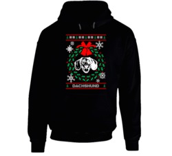 Dachshund Christmas Wreath Dog Lovers Ugly Christmas Hoodie Dachshund Christmas Wreath Dog Lovers Ugly Christmas Hoodie