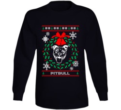 Pitbull Christmas Wreath Dog Lovers Ugly Christmas Long Sleeve Pitbull Christmas Wreath Dog Lovers Ugly Christmas Long Sleeve