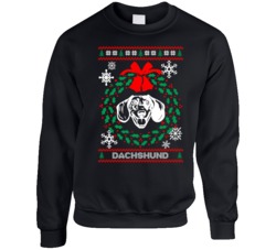 Dachshund Christmas Wreath Dog Lovers Ugly Christmas Crewneck Sweatshi Dachshund Christmas Wreath Dog Lovers Ugly Christmas Crewneck Sweatshi