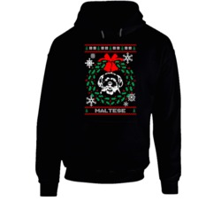 Maltese Christmas Wreath Dog Lovers Ugly Christmas Hoodie Maltese Christmas Wreath Dog Lovers Ugly Christmas Hoodie