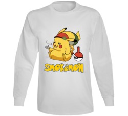 Pikachu Smokemon Weed Smoking Funny Pokemon Parody Long Sleeve Pikachu Smokemon Weed Smoking Funny Pokemon Parody Long Sleeve