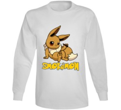 Pokemon Eevee Smokemon Funny Weed Smoking Parody Long Sleeve Pokemon Eevee Smokemon Funny Weed Smoking Parody Long Sleeve