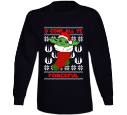 O Come All Ye Forceful Cute Baby Yoda Star Wars Ugly Christmas Long Sl O Come All Ye Forceful Cute Baby Yoda Star Wars Ugly Christmas Long Sl