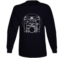 Drummer Vitruvian Man Drum Kit Funny Music Lovers Long Sleeve Drummer Vitruvian Man Drum Kit Funny Music Lovers Long Sleeve