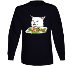 Woman Yelling At Cat Eating At Dinner Table Meme Funny Long Sleeve Woman Yelling At Cat Eating At Dinner Table Meme Funny Long Sleeve