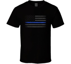 Grey Black And Blue American Flag T Shirt