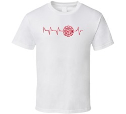 Firefighter Heart Beat Crest T Shirt Firefighter Heart Beat Crest T Shirt