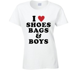 I Heart Love Shoes Bags And Boys Paris Hilton Ladies T Shirt I Heart Love Shoes Bags And Boys Paris Hilton Ladies T Shirt