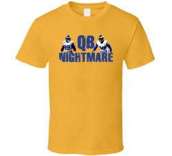 Qb Nightmare Aaron Donald Von Miller Football Fan Gold T Shirt Qb Nightmare Aaron Donald Von Miller Football Fan Gold T Shirt