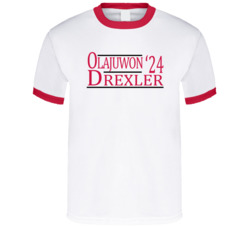 Hakeem Olajuwon Clyde Drexler For President '24 Houston Basketball T S Hakeem Olajuwon Clyde Drexler For President '24 Houston Basketball T S